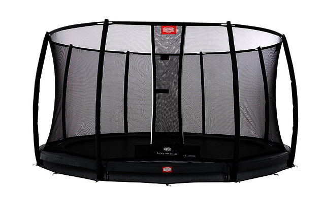 BERG Trampolin Inground Champion grau 380 mit Sicherheitsnetz Deluxe